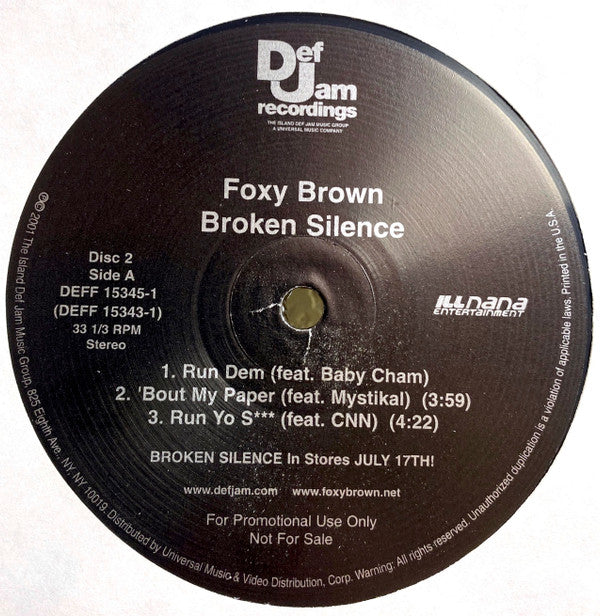 Foxy Brown : Broken Silence (2xLP, Advance, Album, Promo)