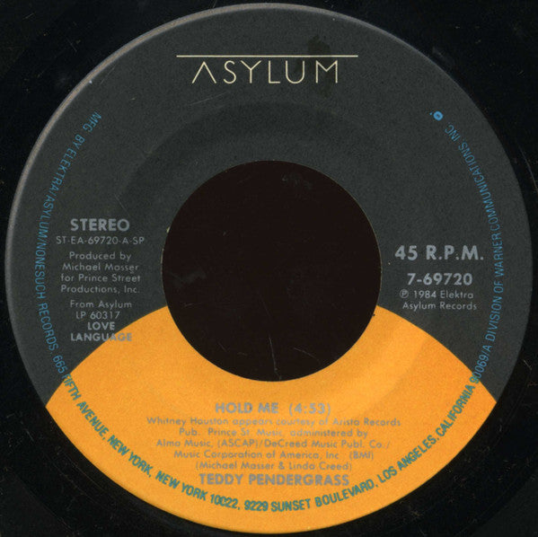 Teddy Pendergrass : Hold Me (7", SP )