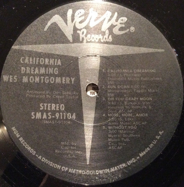 Wes Montgomery : California Dreaming (LP, Album, Club, Cap)