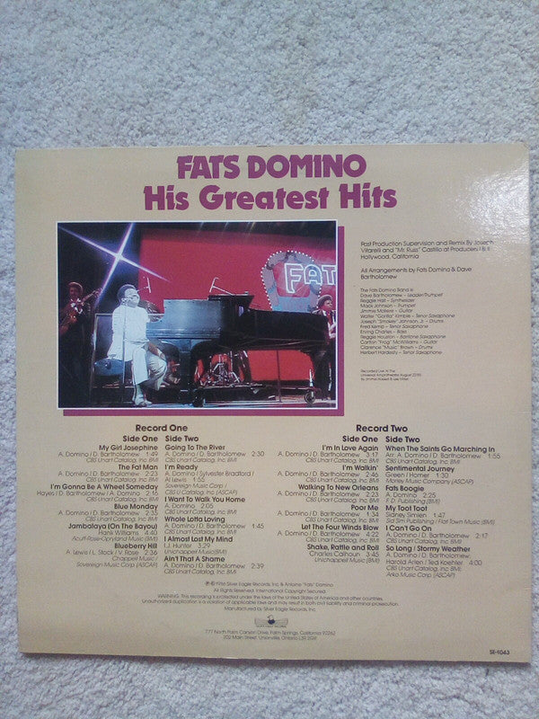 Fats Domino : Fats Domino - His Greatest Hits (2xLP, Album)
