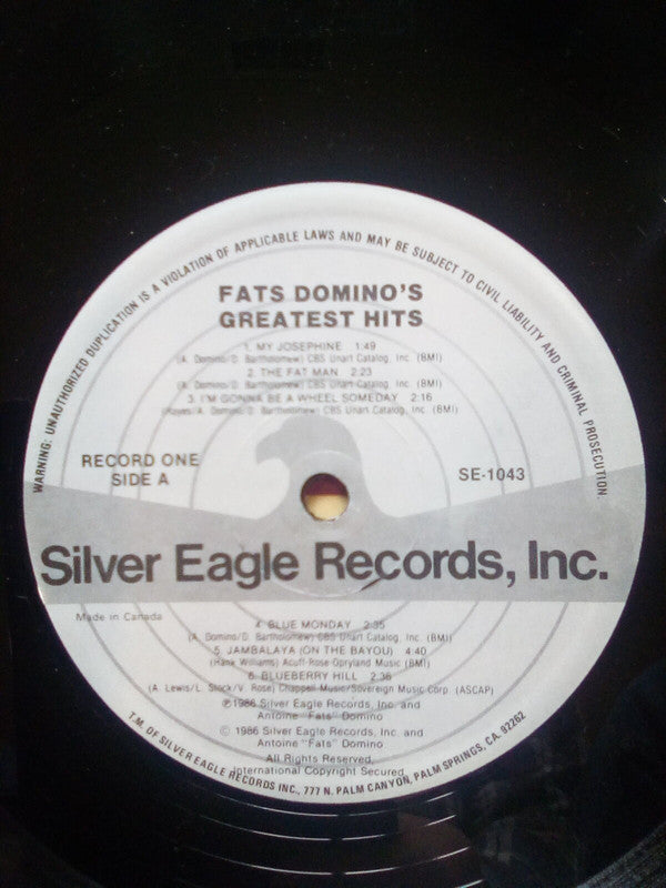 Fats Domino : Fats Domino - His Greatest Hits (2xLP, Album)