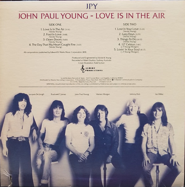 John Paul Young : Love Is In The Air (LP, Album, RI )