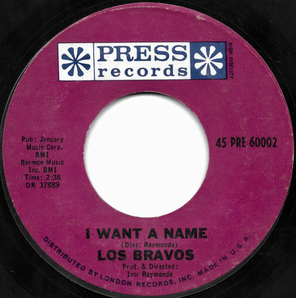Los Bravos : Black Is Black / I Want A Name (7", Styrene, Pit)