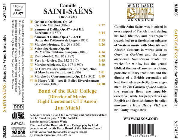 Camille Saint-Saëns, Band Of The Royal Air Force College, Cranwell, Jun Märkl : Music For Wind Ensemble (CD, Album)