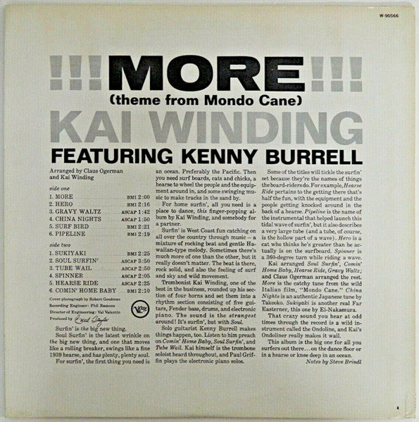 Kai Winding Featuring Kenny Burrell : !!! More !!! (Theme From Mondo Cane) (LP, Album, Mono, Club)