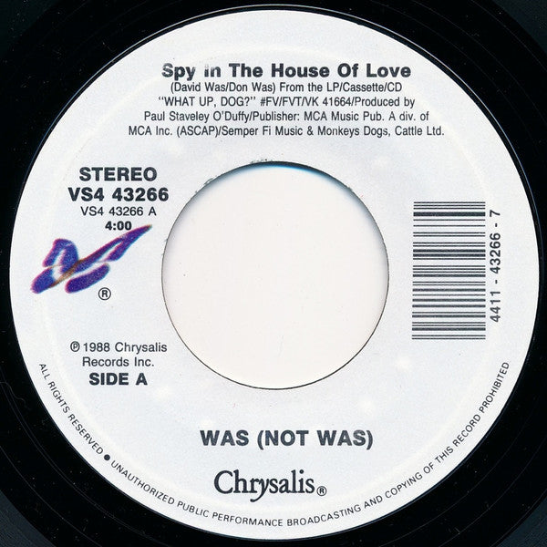 Was (Not Was) : Spy In The House Of Love (7", Single, Styrene)