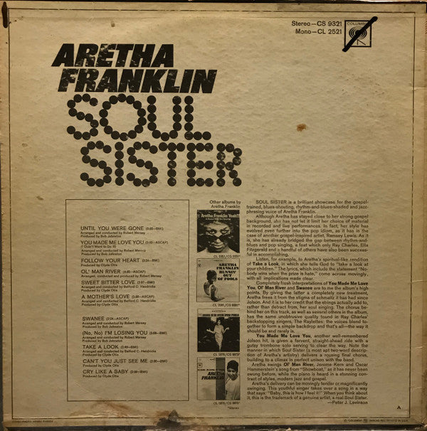 Aretha Franklin : Soul Sister (LP, Album, Ter)