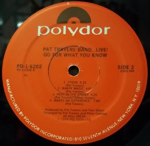 Pat Travers Band : ...Live! Go For What You Know (LP, Album, 72,)