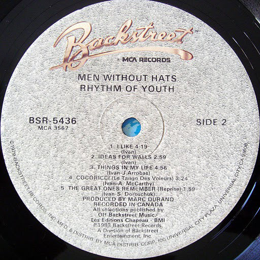 Men Without Hats : Rhythm Of Youth (LP, Album, RE, Pin)
