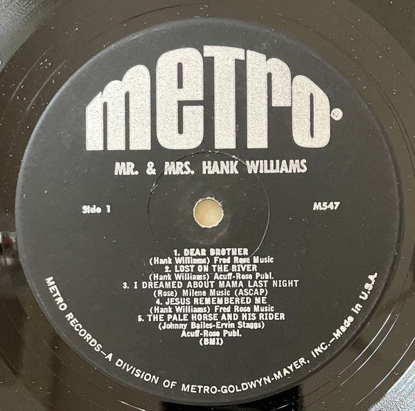 Mr. & Mrs. Hank Williams* : Mr. & Mrs. Hank Williams (LP, Comp, Mono, MGM)