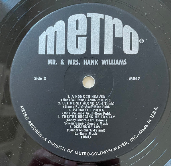 Mr. & Mrs. Hank Williams* : Mr. & Mrs. Hank Williams (LP, Comp, Mono, MGM)