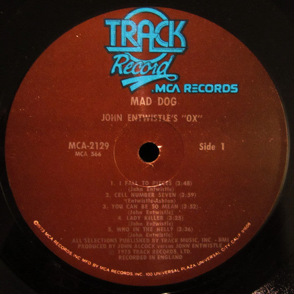 John Entwistle's Ox : Mad Dog (LP, Album, Glo)