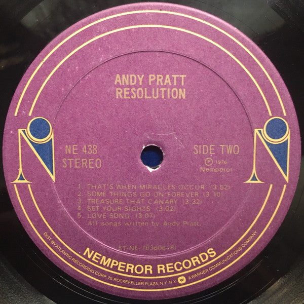 Andy Pratt : Resolution (LP, Album, Ric)