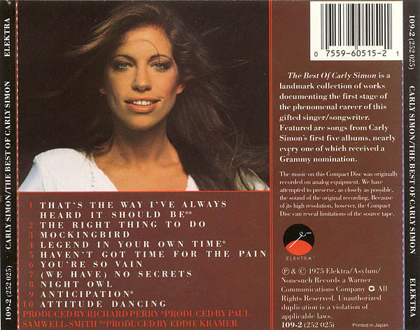 Carly Simon : The Best Of Carly Simon (CD, Comp, RE)