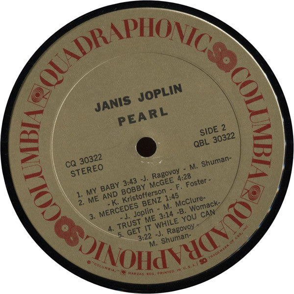 Janis Joplin : Pearl (LP, Album, Quad, Pit)
