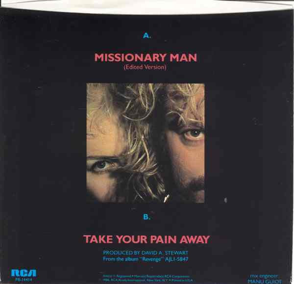 Eurythmics : Missionary Man (Edited Version) (7", Single, Styrene, Ind)