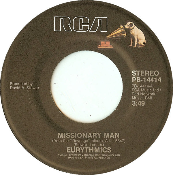 Eurythmics : Missionary Man (Edited Version) (7", Single, Styrene, Ind)
