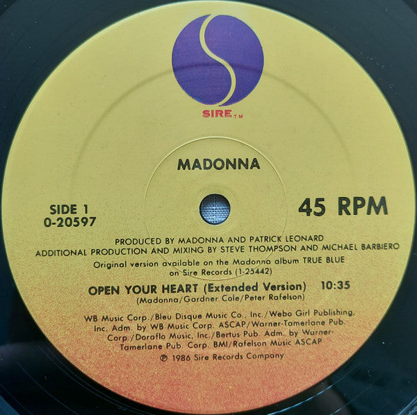 Madonna : Open Your Heart (12", Maxi, SRC)