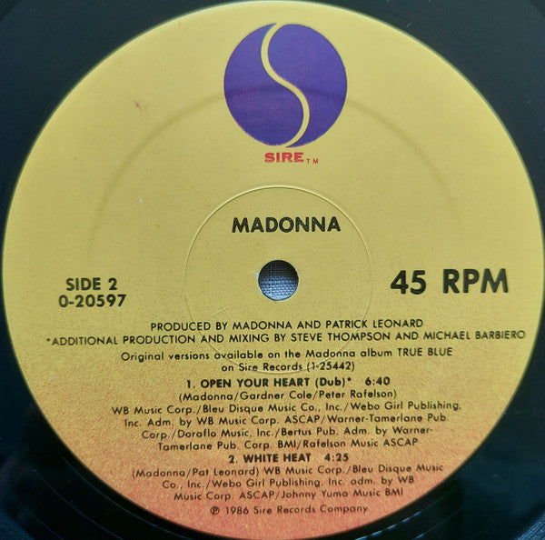 Madonna : Open Your Heart (12", Maxi, SRC)