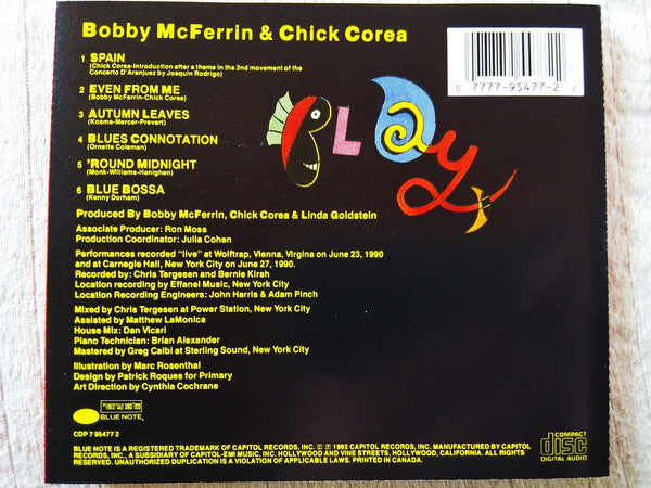 Bobby McFerrin & Chick Corea : Play (CD, Album)