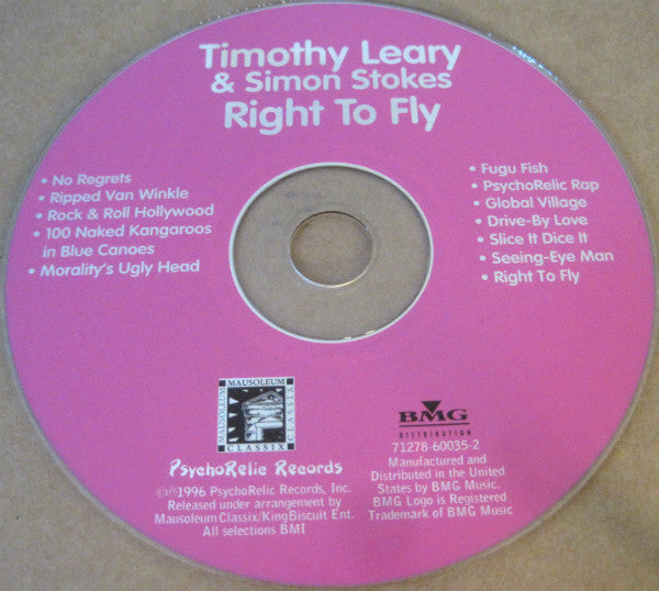 Timothy Leary* & Simon Stokes (2) : Right To Fly (CD, Album)