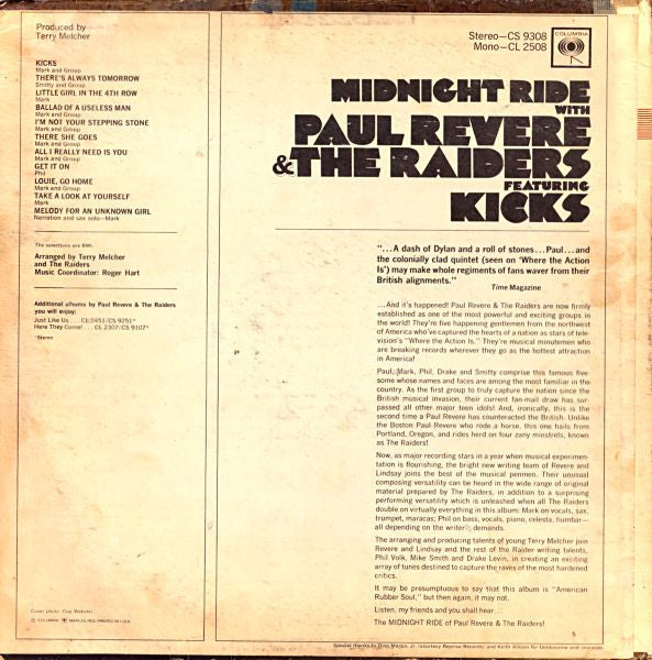 Paul Revere & The Raiders : Midnight Ride (LP, Album, Mono, Pit)