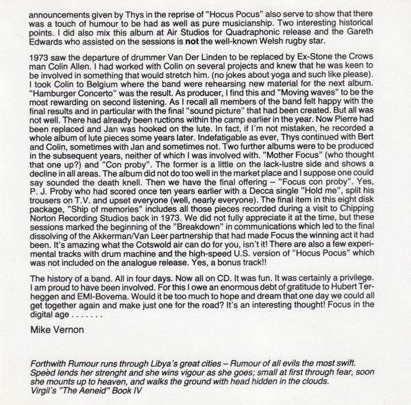 Focus (2) : Moving Waves (CD, Album)