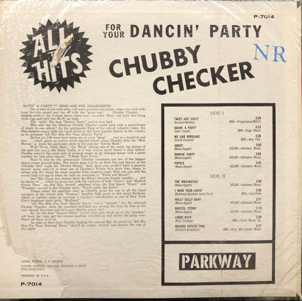 Chubby Checker : All The Hits (For Your Dancin' Party) By Chubby Checker (LP, Comp, Mono)