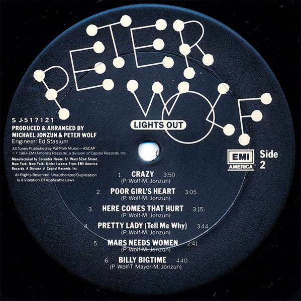 Peter Wolf : Lights Out (LP, Album, Club, Car)