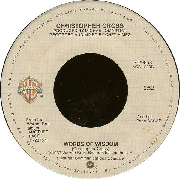 Christopher Cross : Think Of Laura (7", Single, Spe)