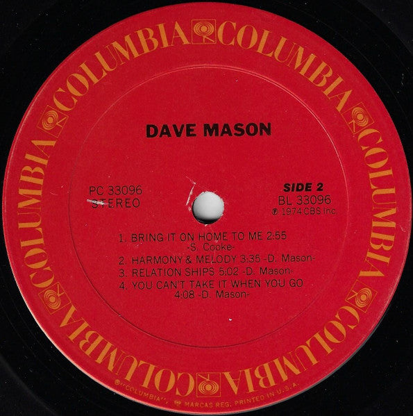 Dave Mason : Dave Mason (LP, SXT)