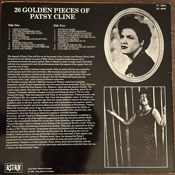 Patsy Cline : 20 Golden Pieces Of (LP, Comp)