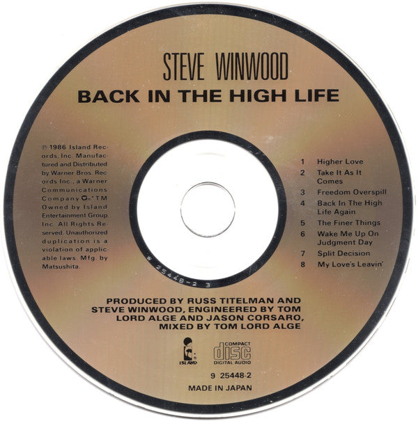 Steve Winwood : Back In The High Life (CD, Album)
