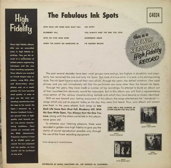 The Ink Spots : The Fabulous Ink Spots (LP, Album, Mono)