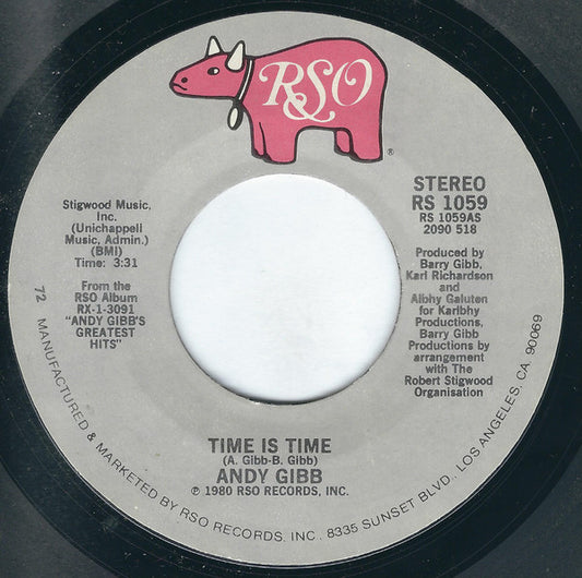 Andy Gibb : Time Is Time (7", Single, Styrene, 72)