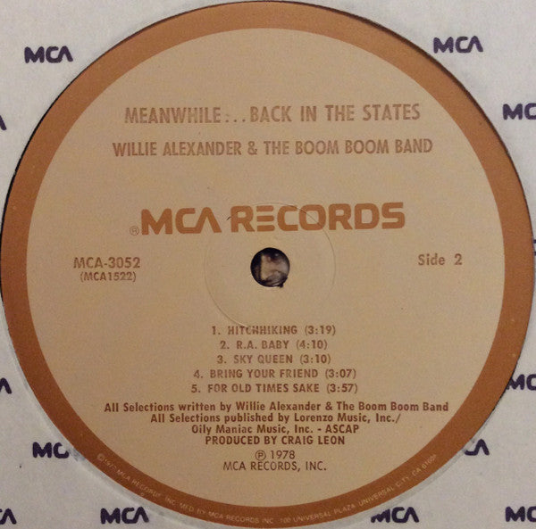 Willie Alexander & The Boom Boom Band : Meanwhile...Back In The States (LP, Album)