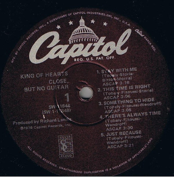 King Of Hearts : Close, But No Guitar (LP, Album)