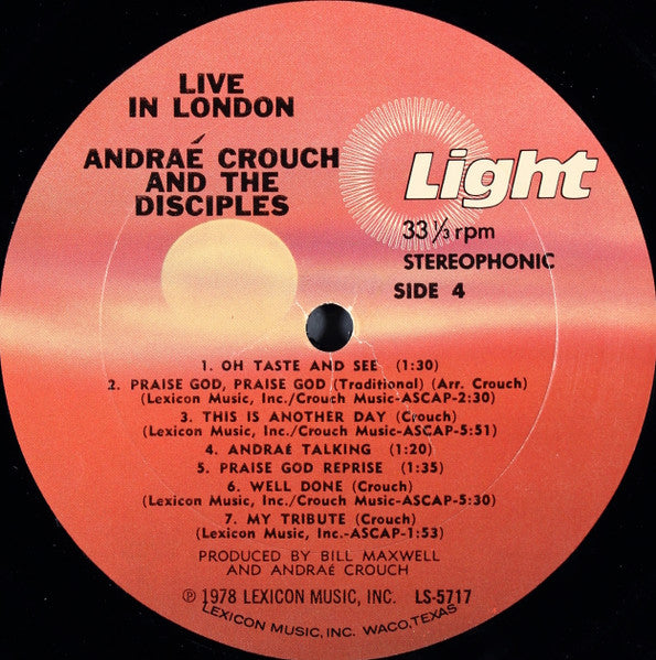 Andraé Crouch & The Disciples : Live In London (2xLP, Gat)