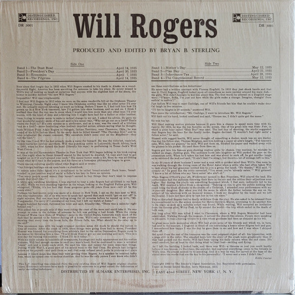 Will Rogers (2) : Will Rogers (LP, Mono)