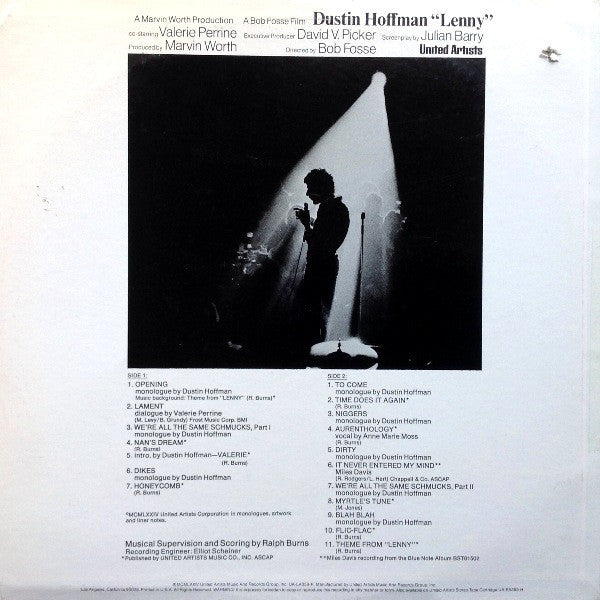 Dustin Hoffman, Ralph Burns : Lenny (Original Motion Picture Soundtrack) (LP, Album)
