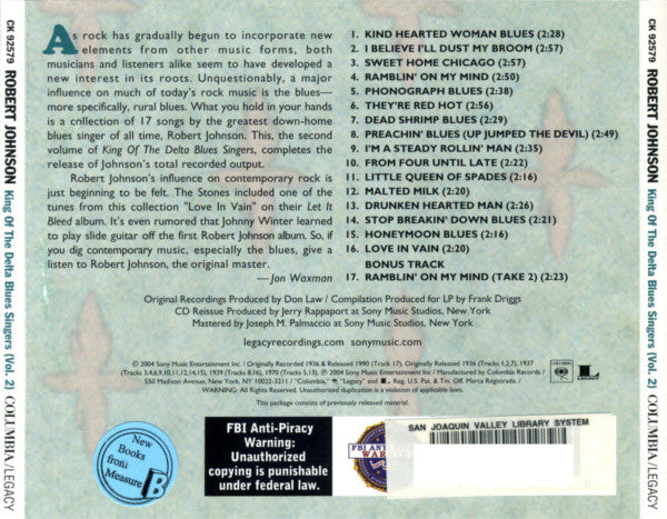 Robert Johnson : King Of The Delta Blues Singers (Vol. 2) (CD, Comp, RE)
