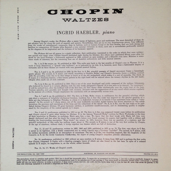 Chopin*, Ingrid Haebler : Waltzes (Complete) (LP, Album)