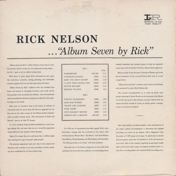 Rick Nelson* : Album Seven By Rick (LP, Album, Mono)