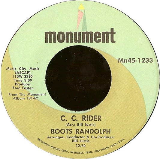 Boots Randolph : C. C. Rider / Take A Letter Maria (7")