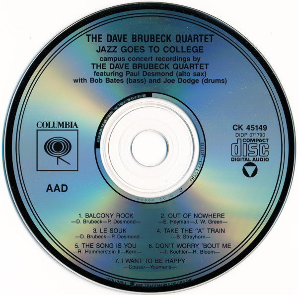 The Dave Brubeck Quartet : Jazz Goes To College (CD, Album, RE, RM)