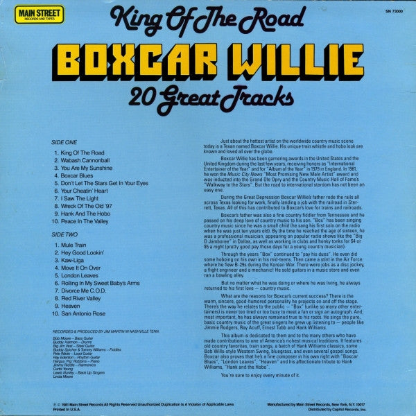 Boxcar Willie : King Of The Road 20 Great Tracks (LP, Comp)