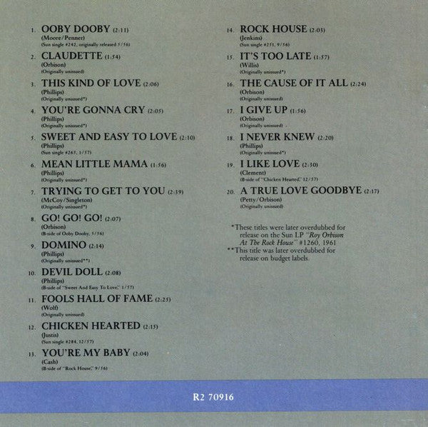 Roy Orbison : The Sun Years (CD, Comp, Club)