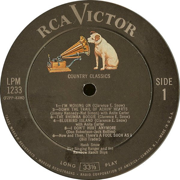 Hank Snow The Singing Ranger* And His Rainbow Ranch Boys* : Country Classics (LP, Album)