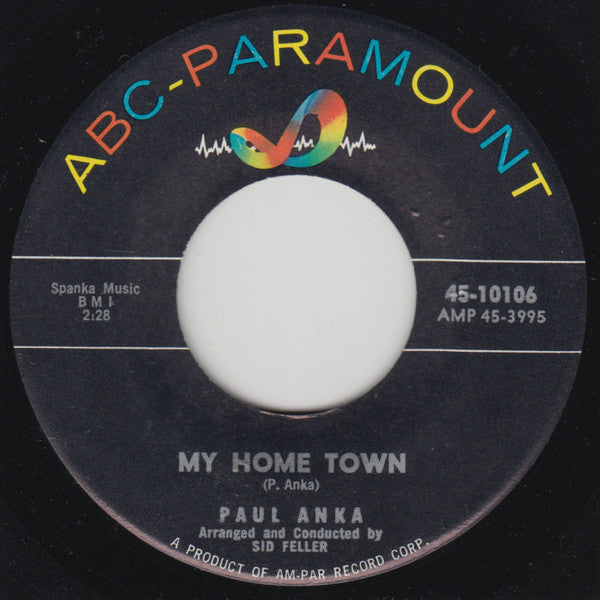 Paul Anka : My Home Town (7")