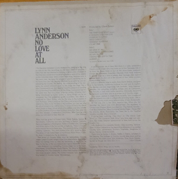 Lynn Anderson : No Love At All (LP, Album, Pit)